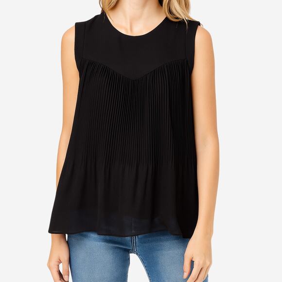 Zara Trf Collection Black Sleeveless Pleated Blouse - Picture 1 of 9